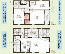 新築戸建て 1号棟 設計・建築性能評価W取得! 長期優良住宅! 駐車並列2台可!